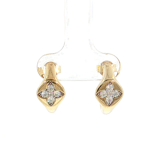 .33 Diamond Quatrefoil Hoop Earrings 14k & Platinum