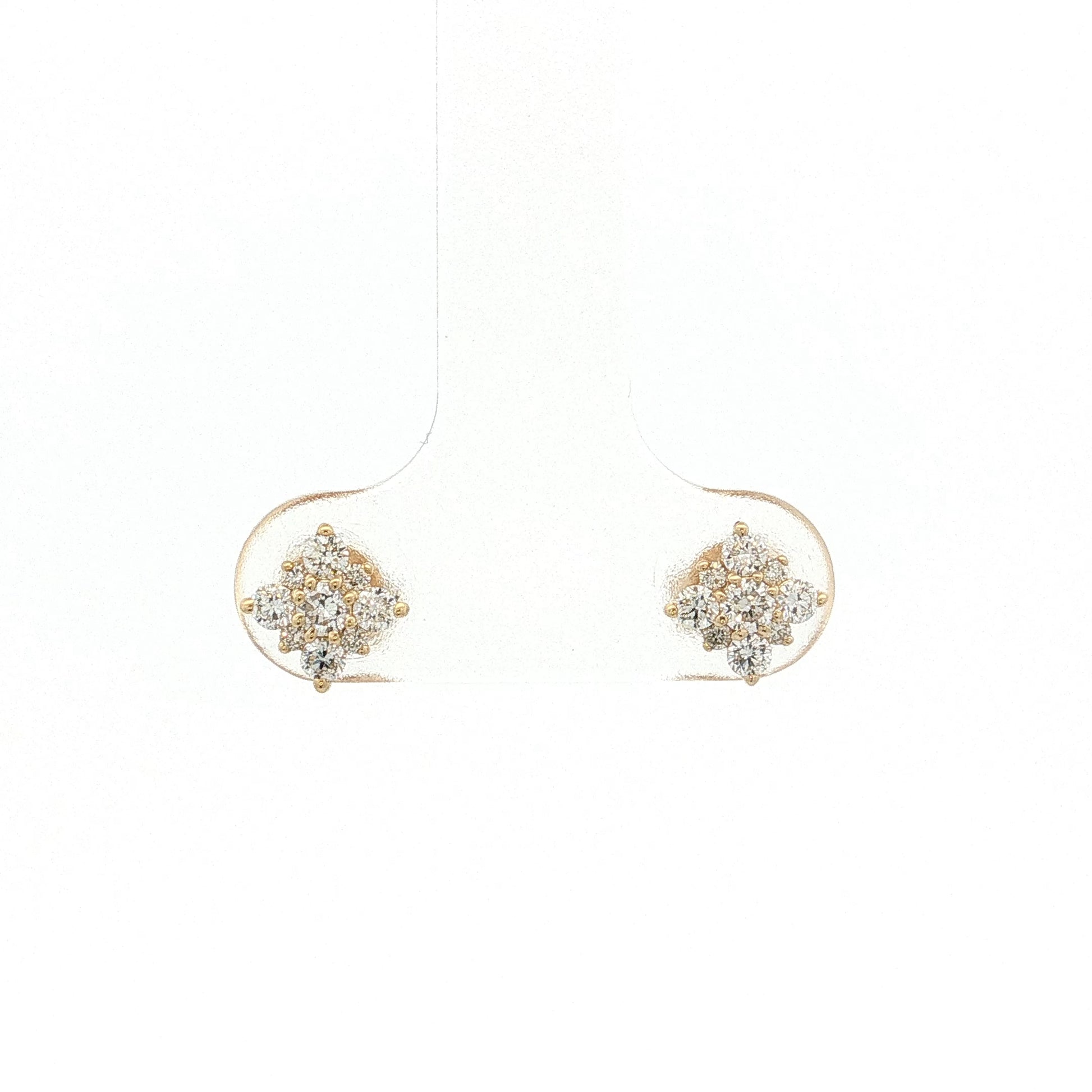.33 Pave Diamond Cluster Stud Earrings 14k