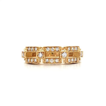 .34 Diamond Chain Link Ring 18k Yellow Gold