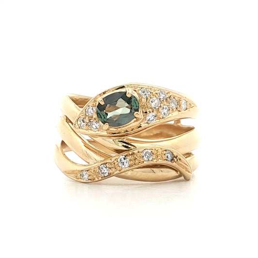 .35 Alexandrite & Diamond Snake Cocktail Ring 18k