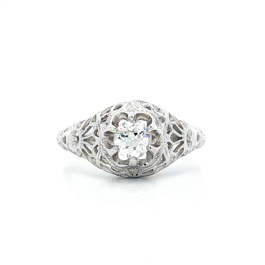 .35 Antique Old Mine Diamond Engagement Ring 18k