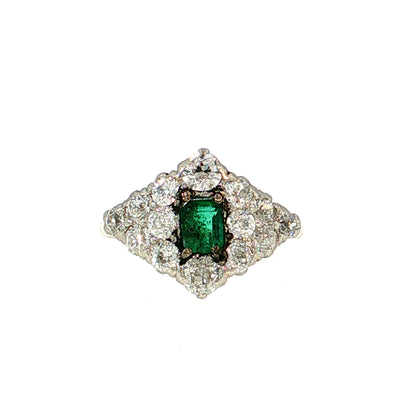 .36 Antique Edwardian Emerald Cocktail Ring 14k Platinum