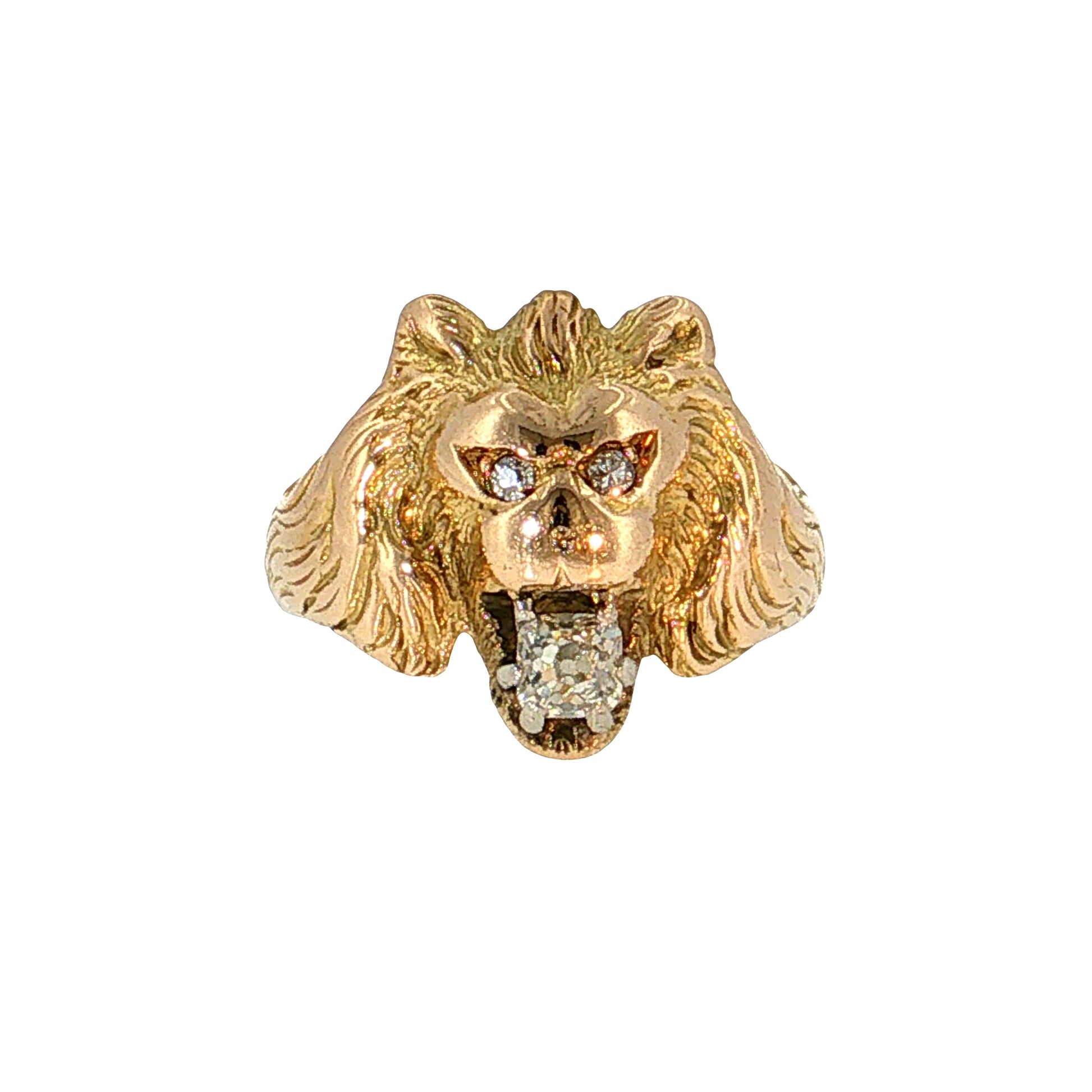 .36 Antique Victorian Diamond Lion Cocktail Ring 14k