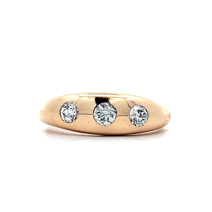 .36 Antique Victorian Flush Set Three Stone Ring in 14k