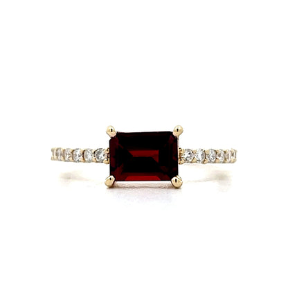 .36 Emerald Cut Garnet & Diamond Ring in 14k