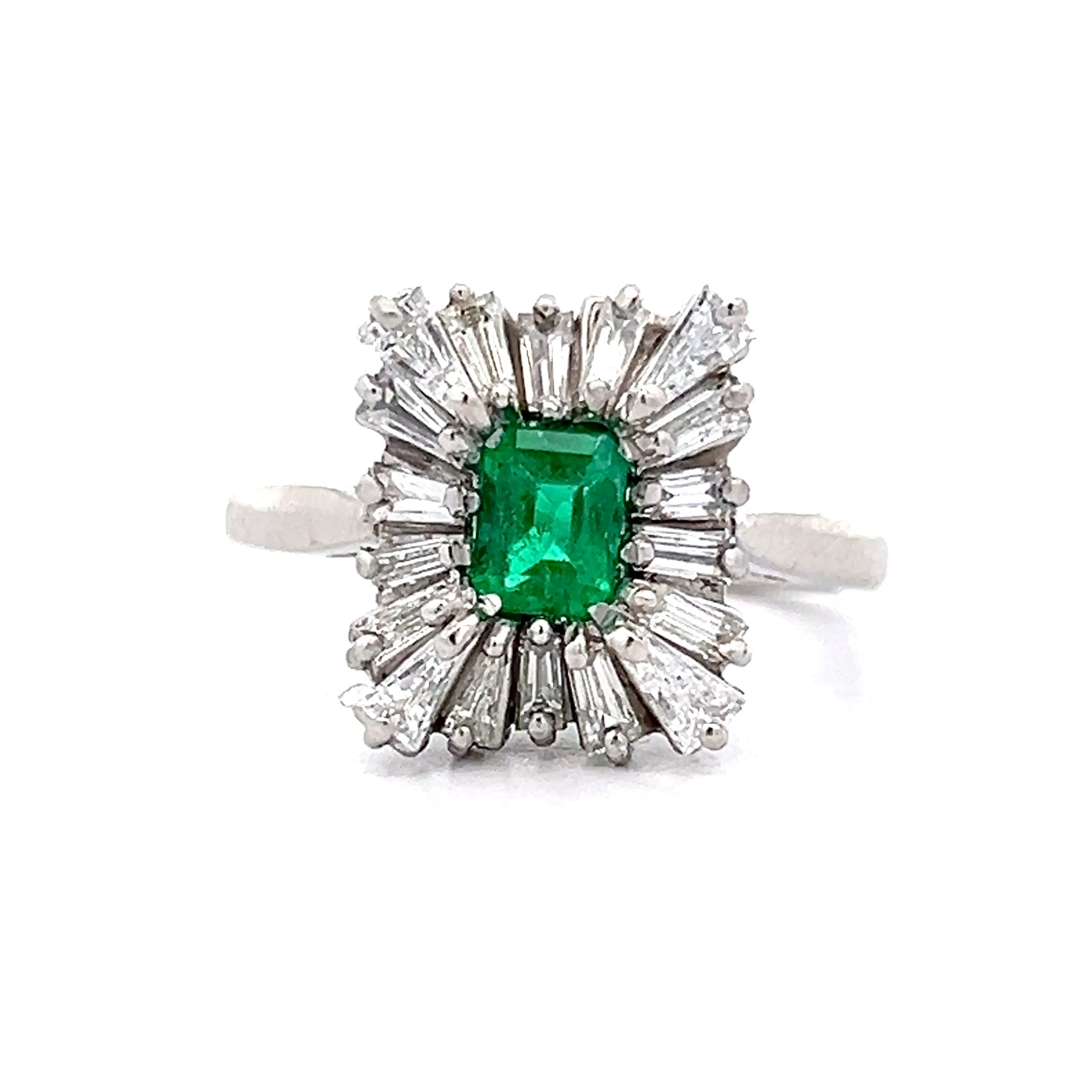 .36 Emerald & Diamond Ballerina Cocktail Ring in Platinum