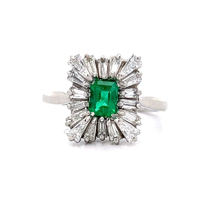 .36 Emerald & Diamond Ballerina Cocktail Ring in Platinum