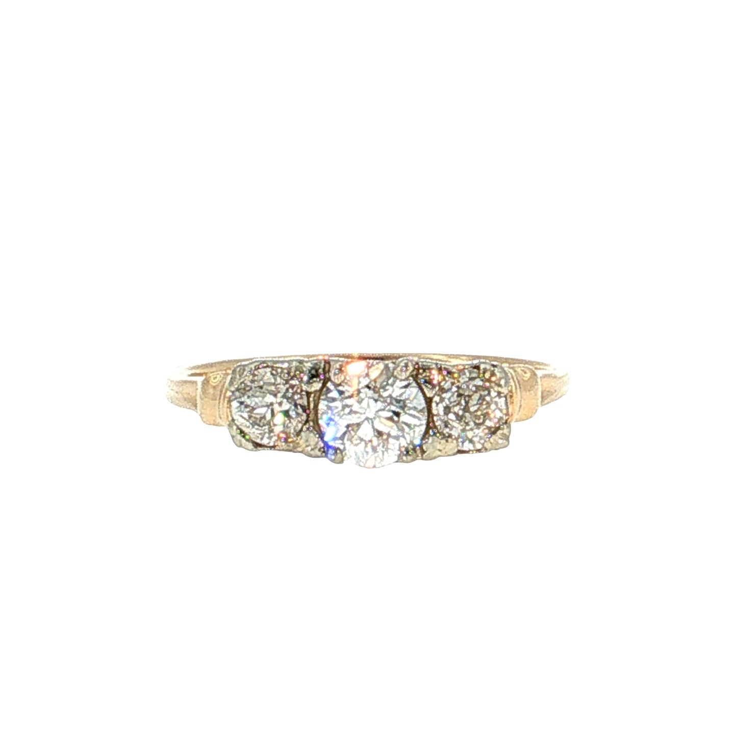 .36 Vintage Retro Diamond Engagement Ring 14k