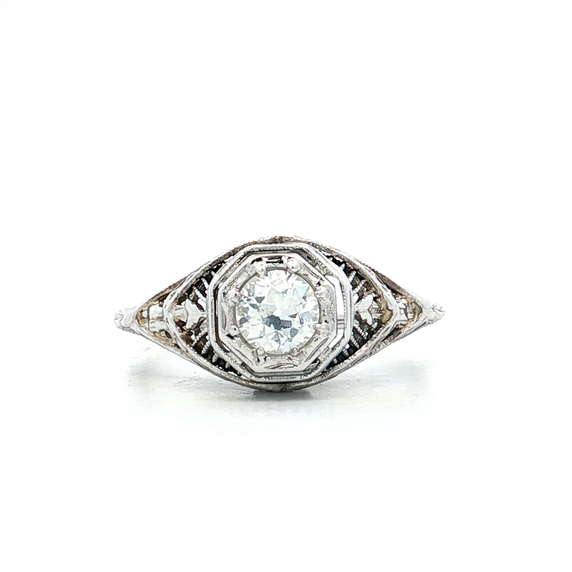 .37 Antique Deco Diamond Engagement Ring 18k