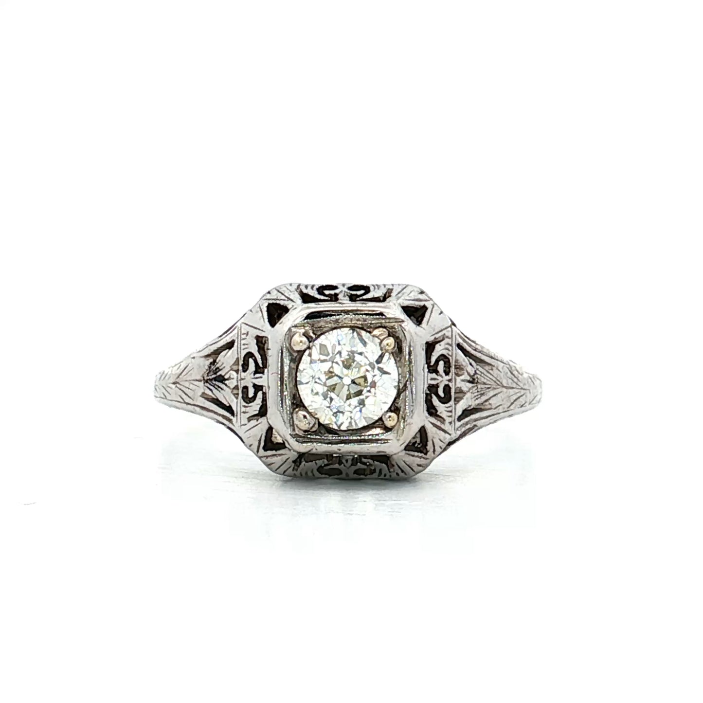 .38 Antique Old European Diamond Engagement Ring in 14k