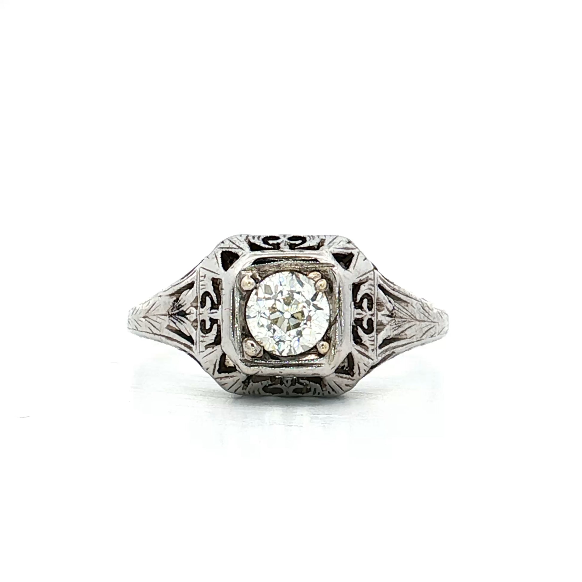 .38 Antique Old European Diamond Engagement Ring in 14k