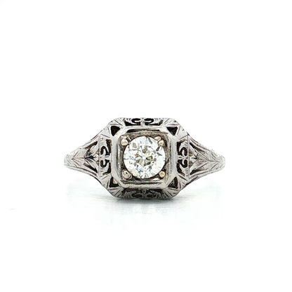 .38 Antique Old European Diamond Engagement Ring in 14k