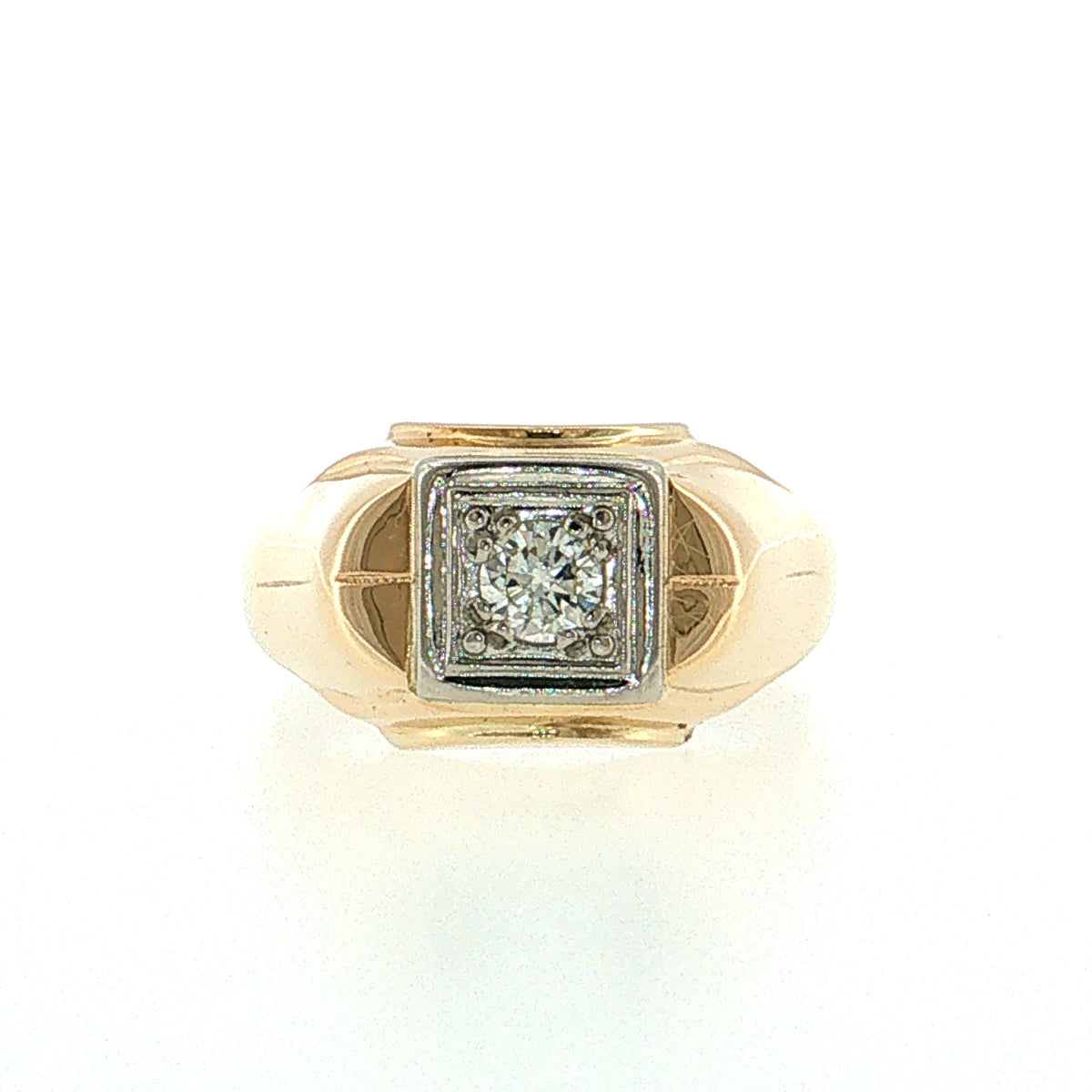 .38 Retro Men's Diamond Ring Two-Tone 14k Gold