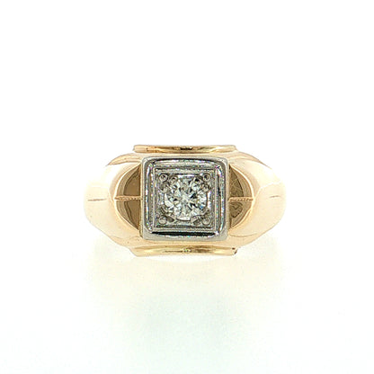 .38 Retro Men's Diamond Ring Two-Tone 14k Gold