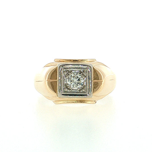 .38 Retro Men's Diamond Ring Two-Tone 14k Gold