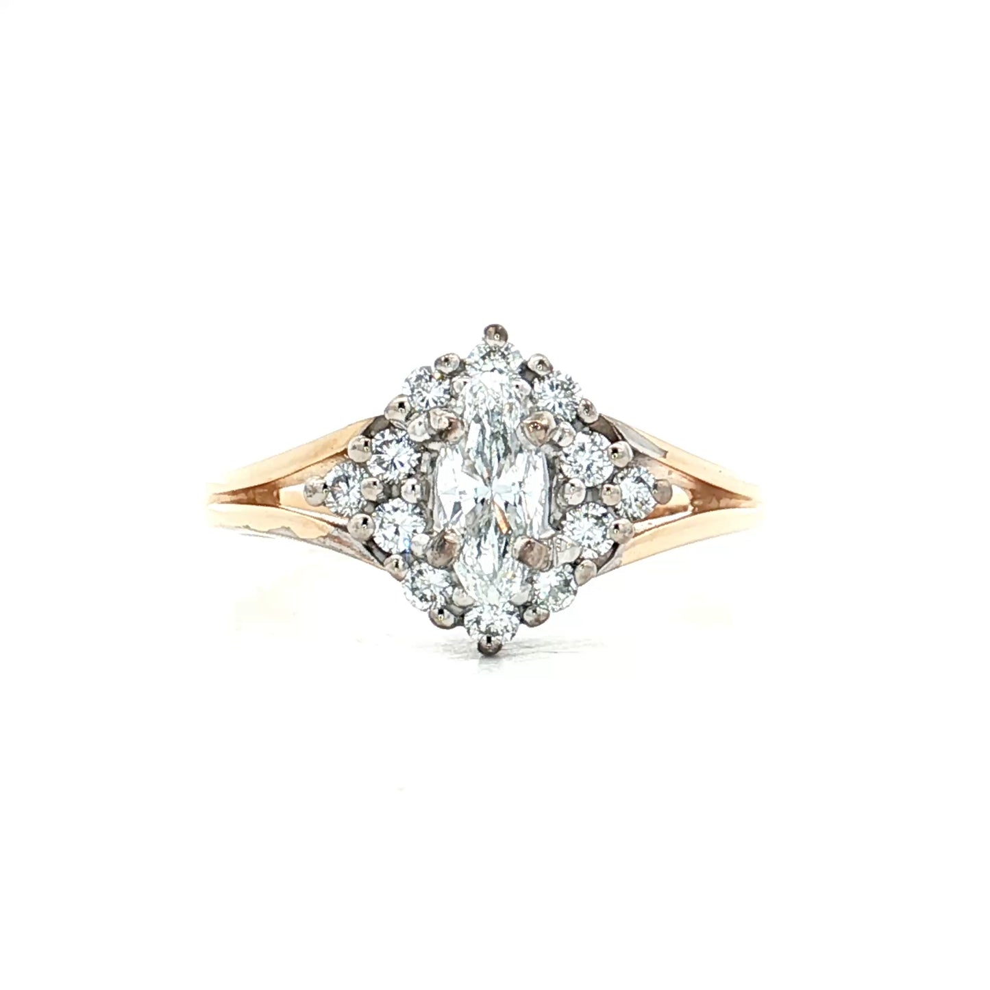 .39 Marquise Diamond Halo Engagement Ring in 14k