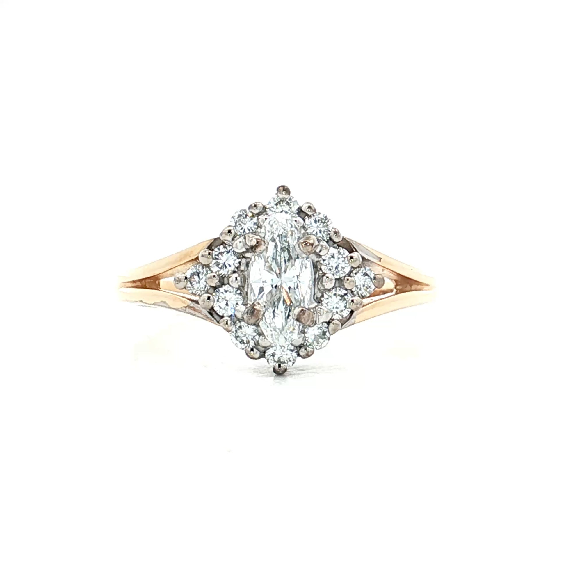.39 Marquise Diamond Halo Engagement Ring in 14k