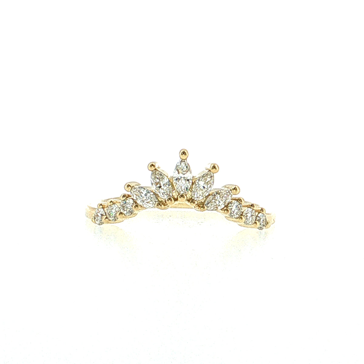 .39 Marquise Diamond Tiara Stacking Band 14k Yellow Gold