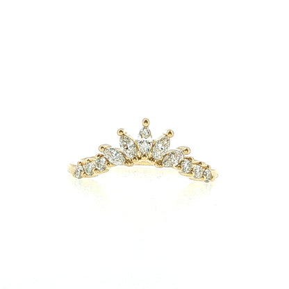 .39 Marquise Diamond Tiara Stacking Band 14k Yellow Gold