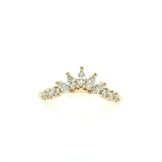 .39 Marquise Diamond Tiara Stacking Band 14k Yellow Gold