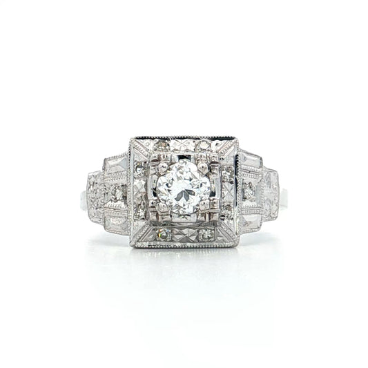 .40 Antique Art Deco Step Engagement Ring in 14k