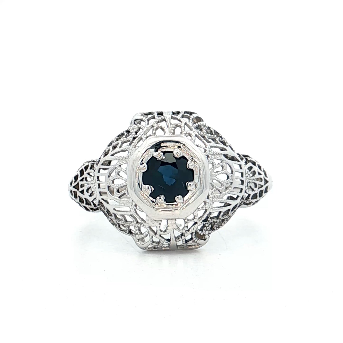 .40 Antique Deco Sapphire Cocktail Ring 18k