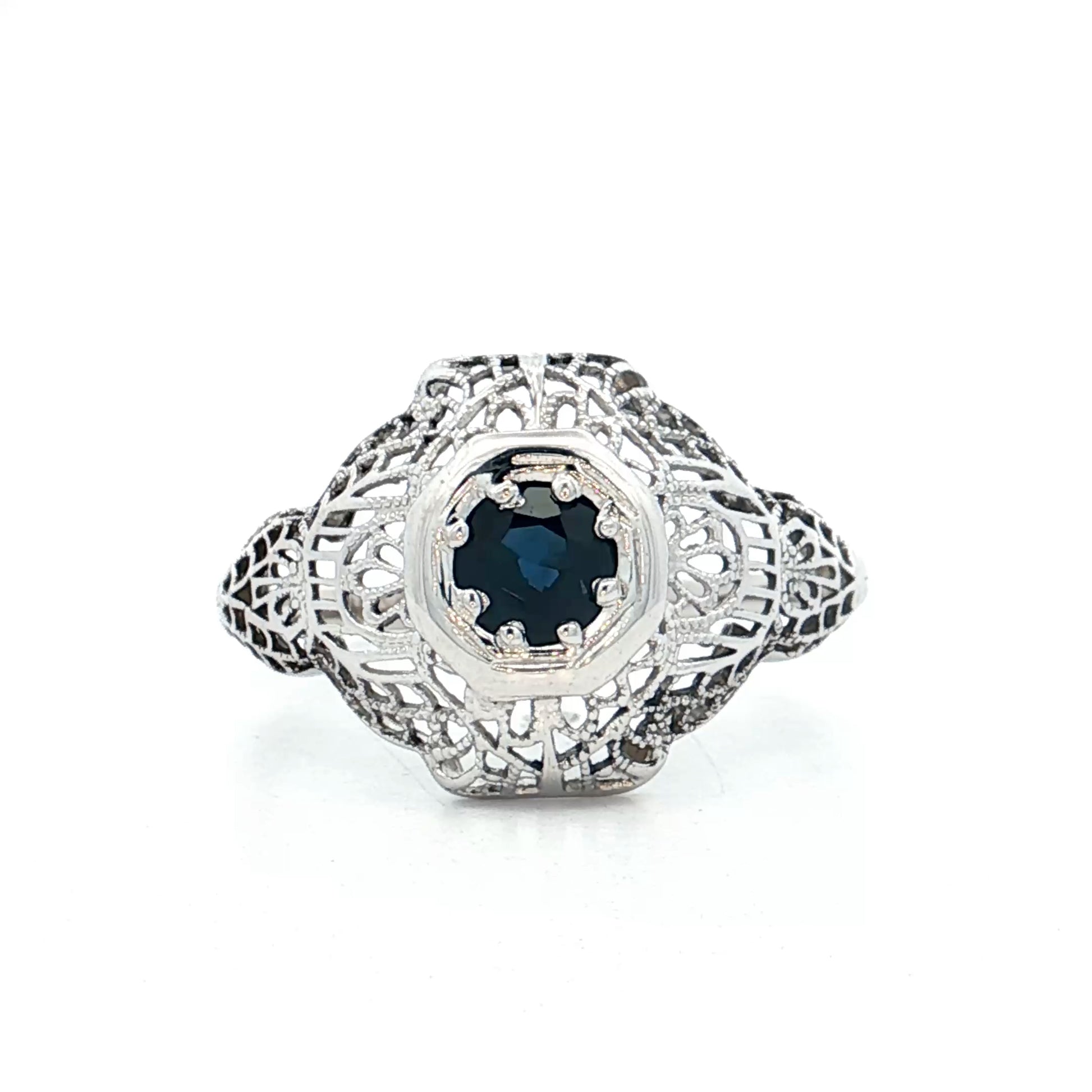 .40 Antique Deco Sapphire Cocktail Ring 18k
