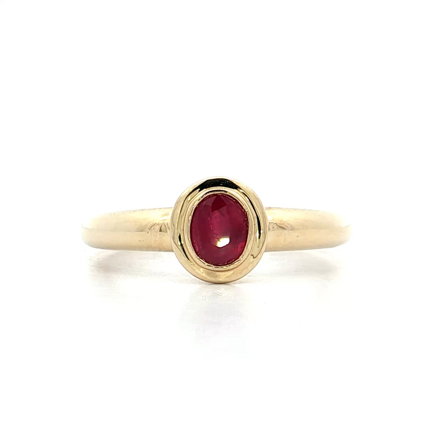 .40 Double Bezel Ruby Stacking Ring 14k Yellow Gold
