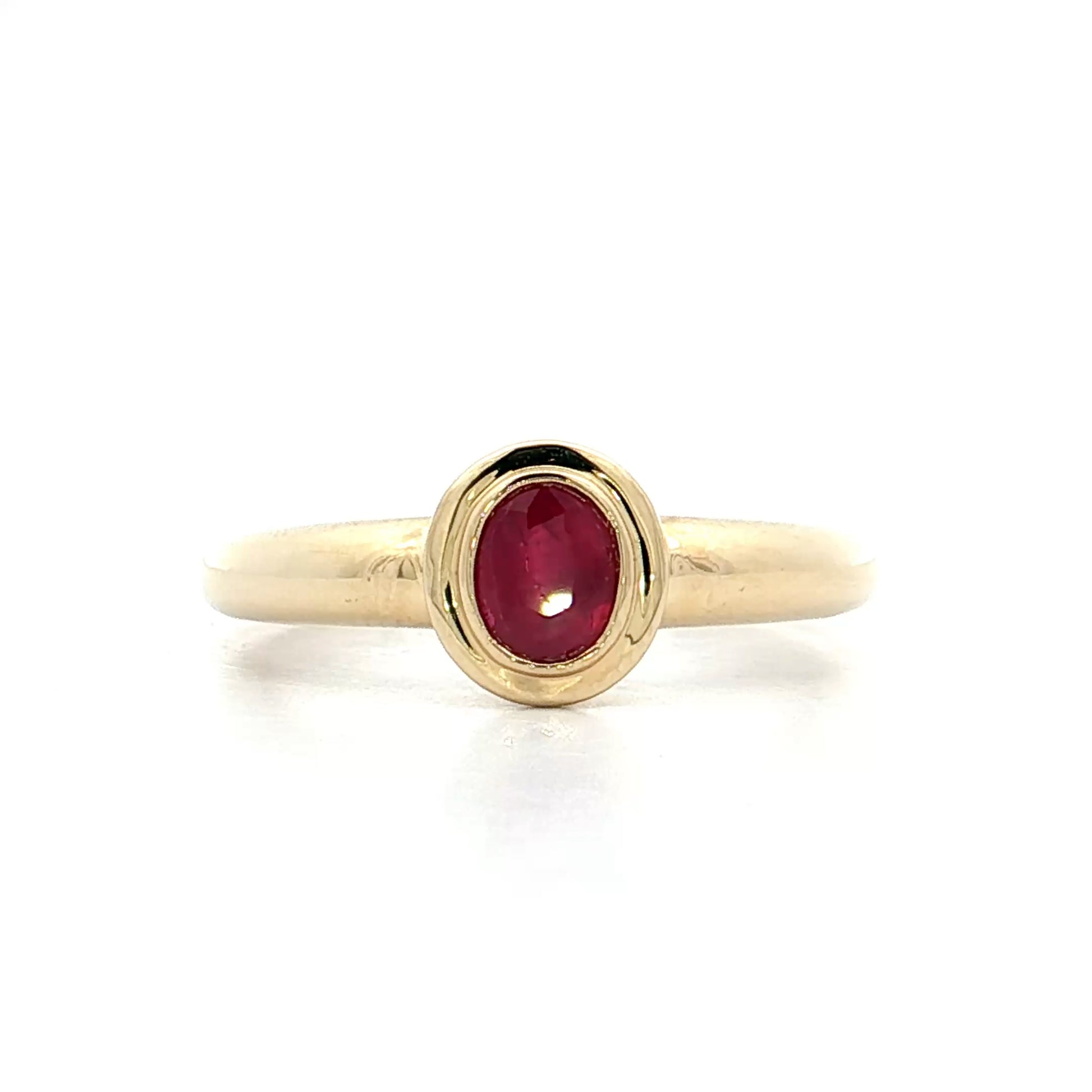 .40 Double Bezel Ruby Stacking Ring 14k Yellow Gold