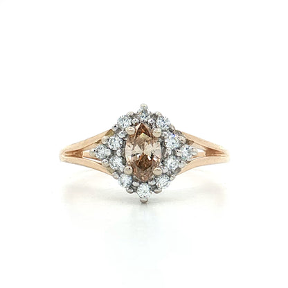 .40 Marquise Cognac Diamond Engagement Ring 14k
