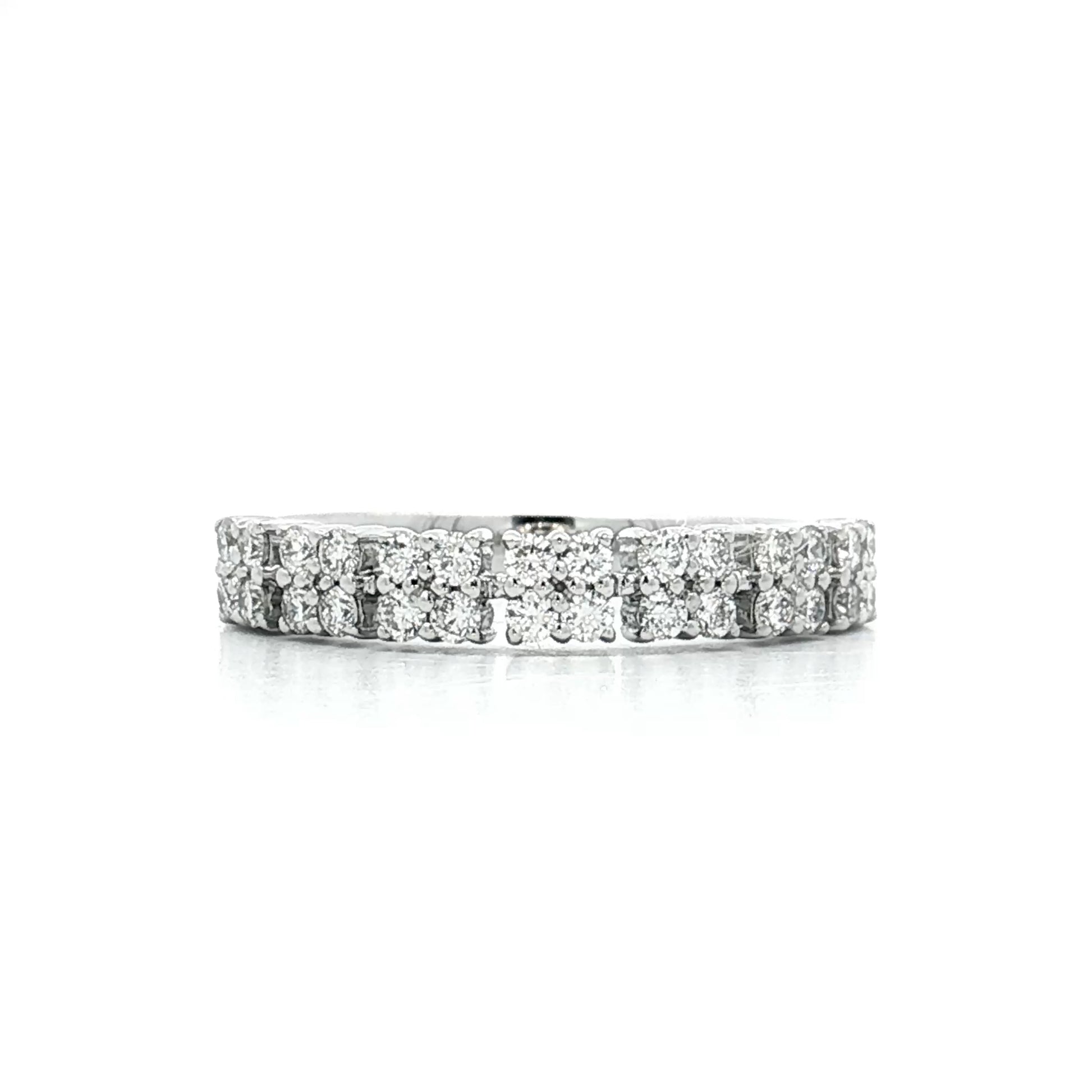 .40 Pave Diamond Double Wedding Band 18k