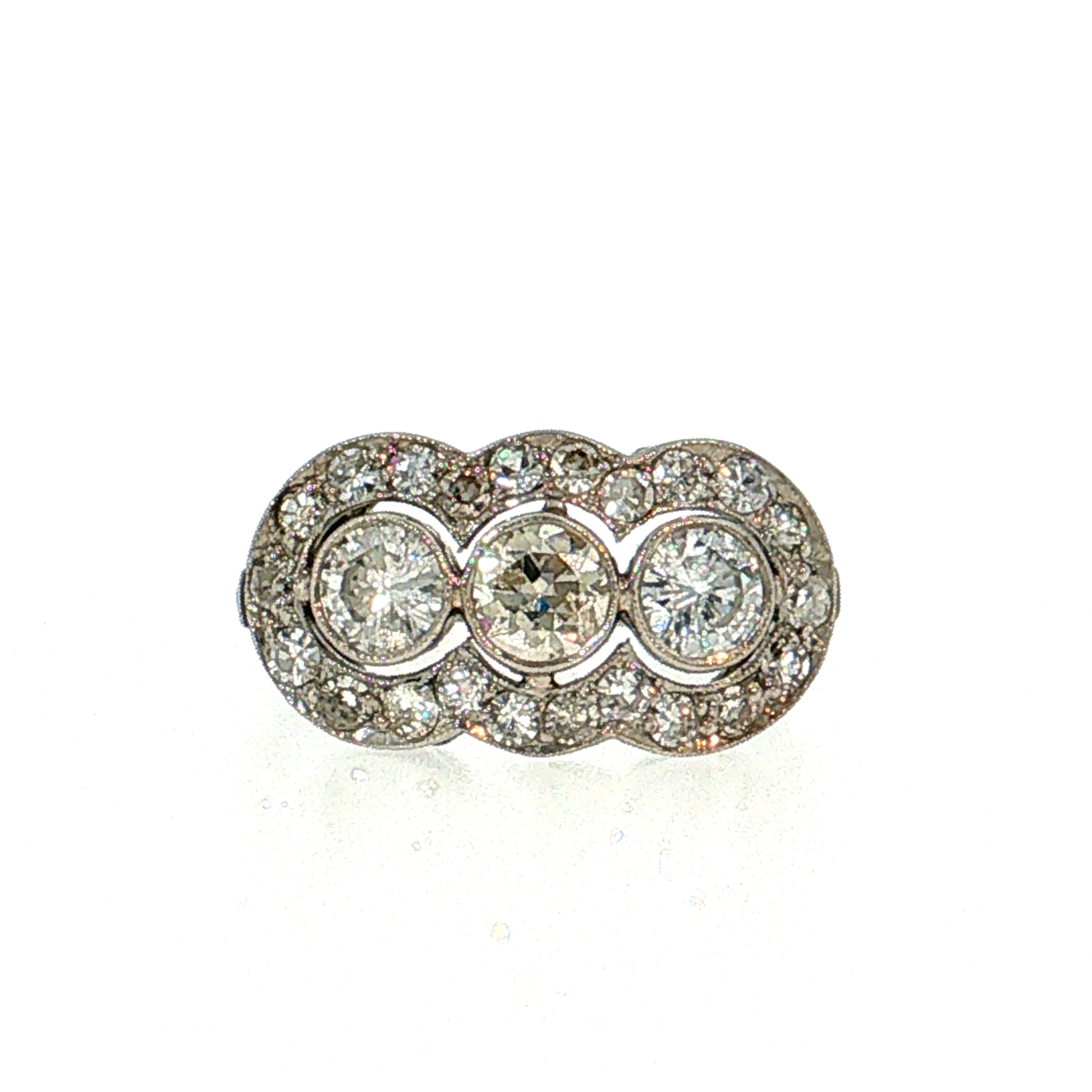 .40 Vintage Mid-Century Diamond Cocktail Ring Platinum
