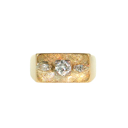 .40 Vintage Mid-Century Diamond Signet Ring 14k