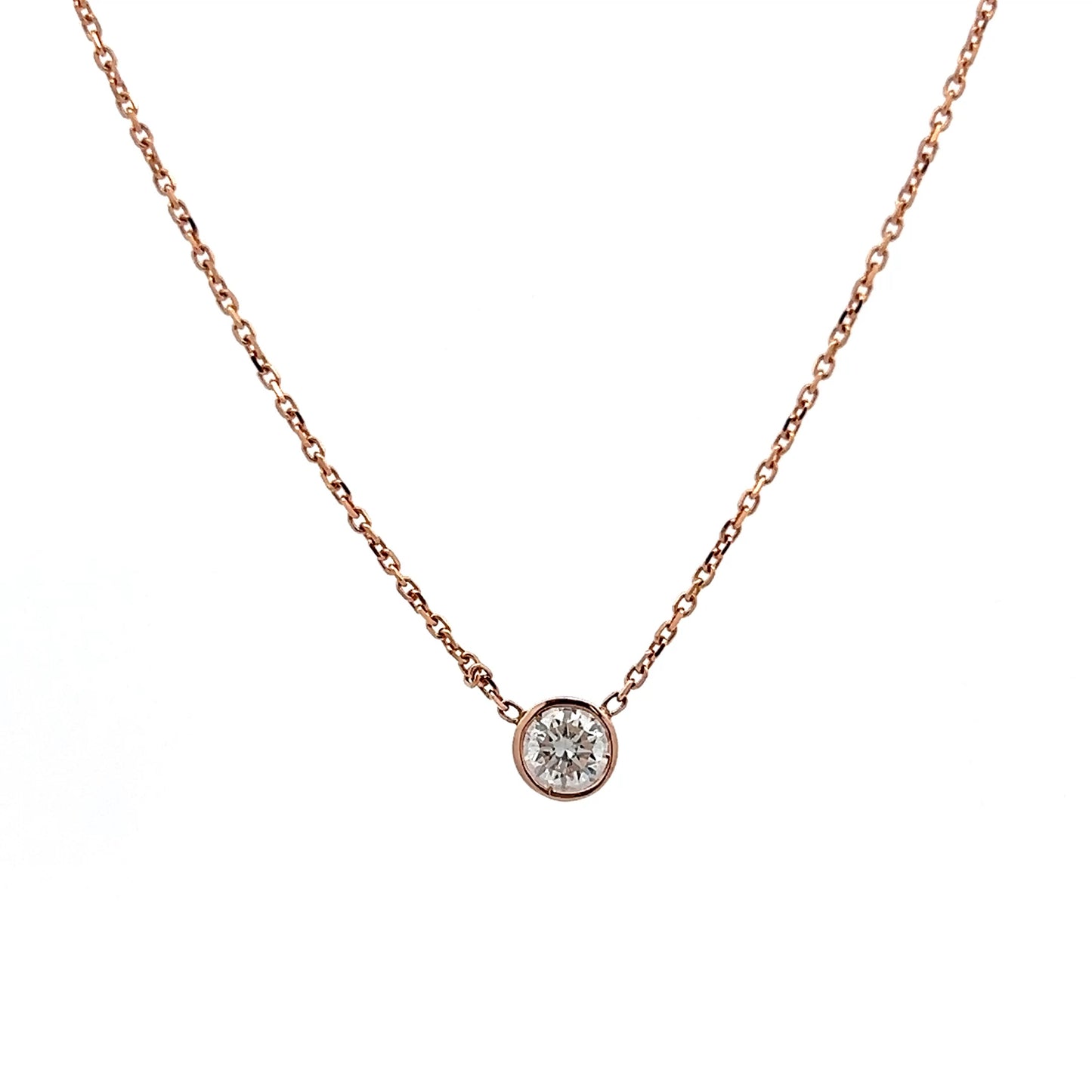 .41 Diamond Bezel Solitaire Pendant Necklace in 14k