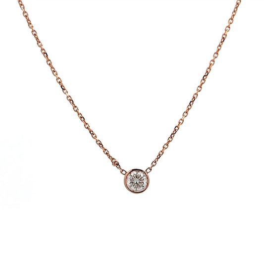 .41 Diamond Bezel Solitaire Pendant Necklace in 14k