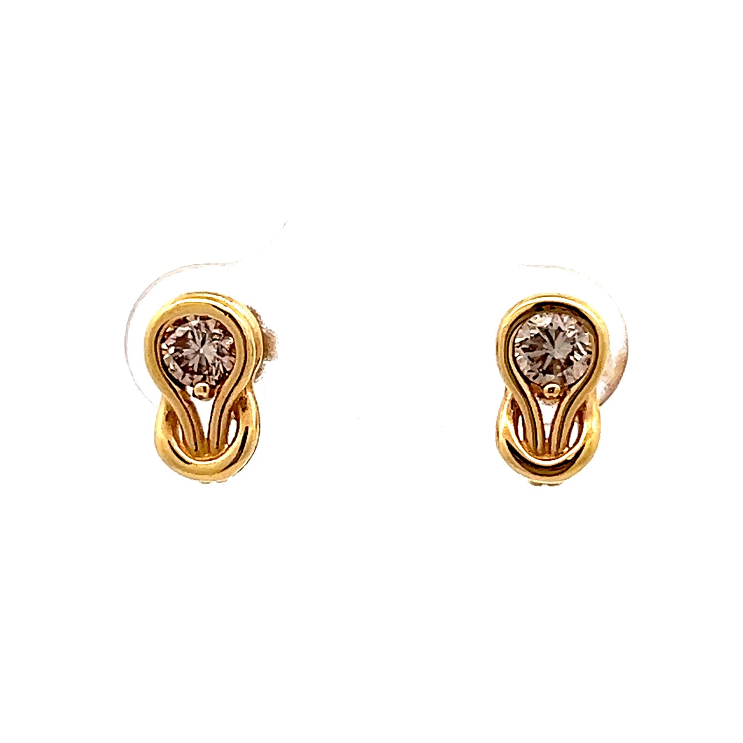 .41 Knot Style Diamond Stud Earrings 14k Yellow Gold