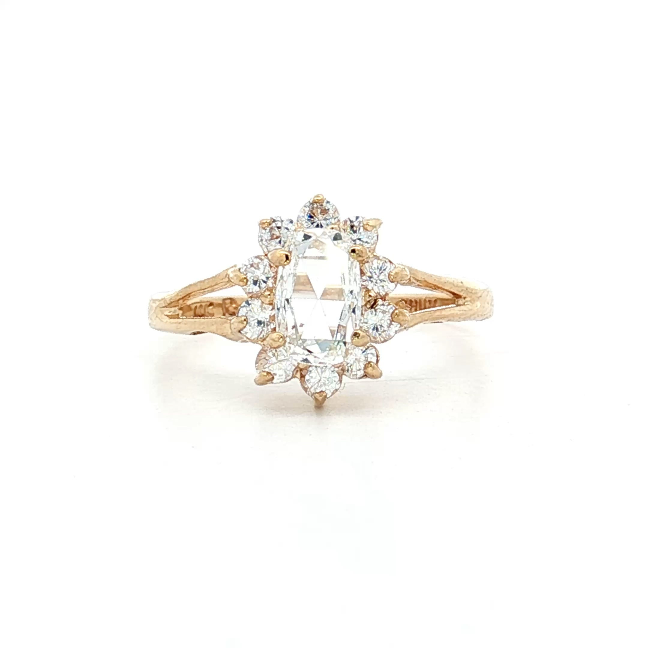 42 Oval Rose Cut Diamond Halo Engagement Ring 10k – Filigree Jewelers