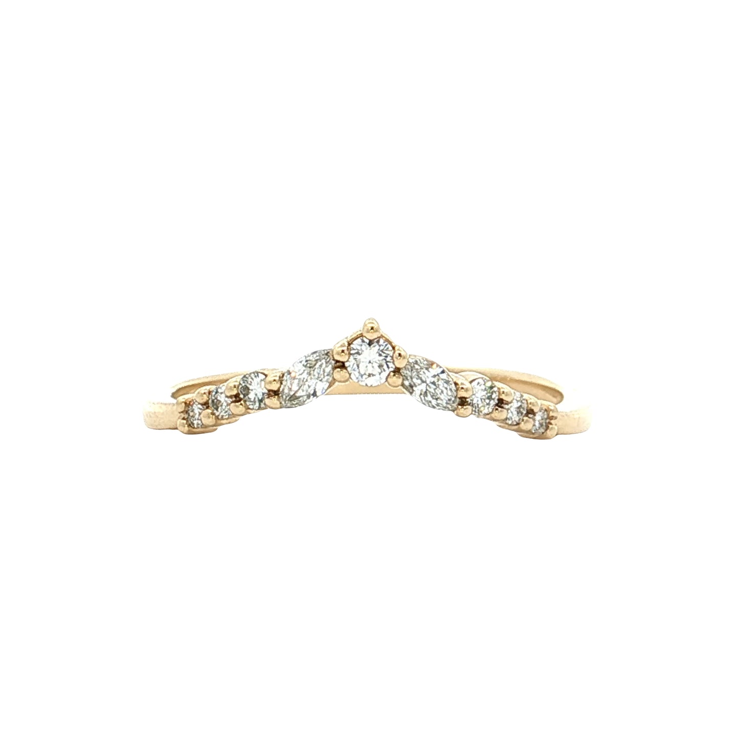 .42 Marquise & Round Diamond Contour Band 14k
