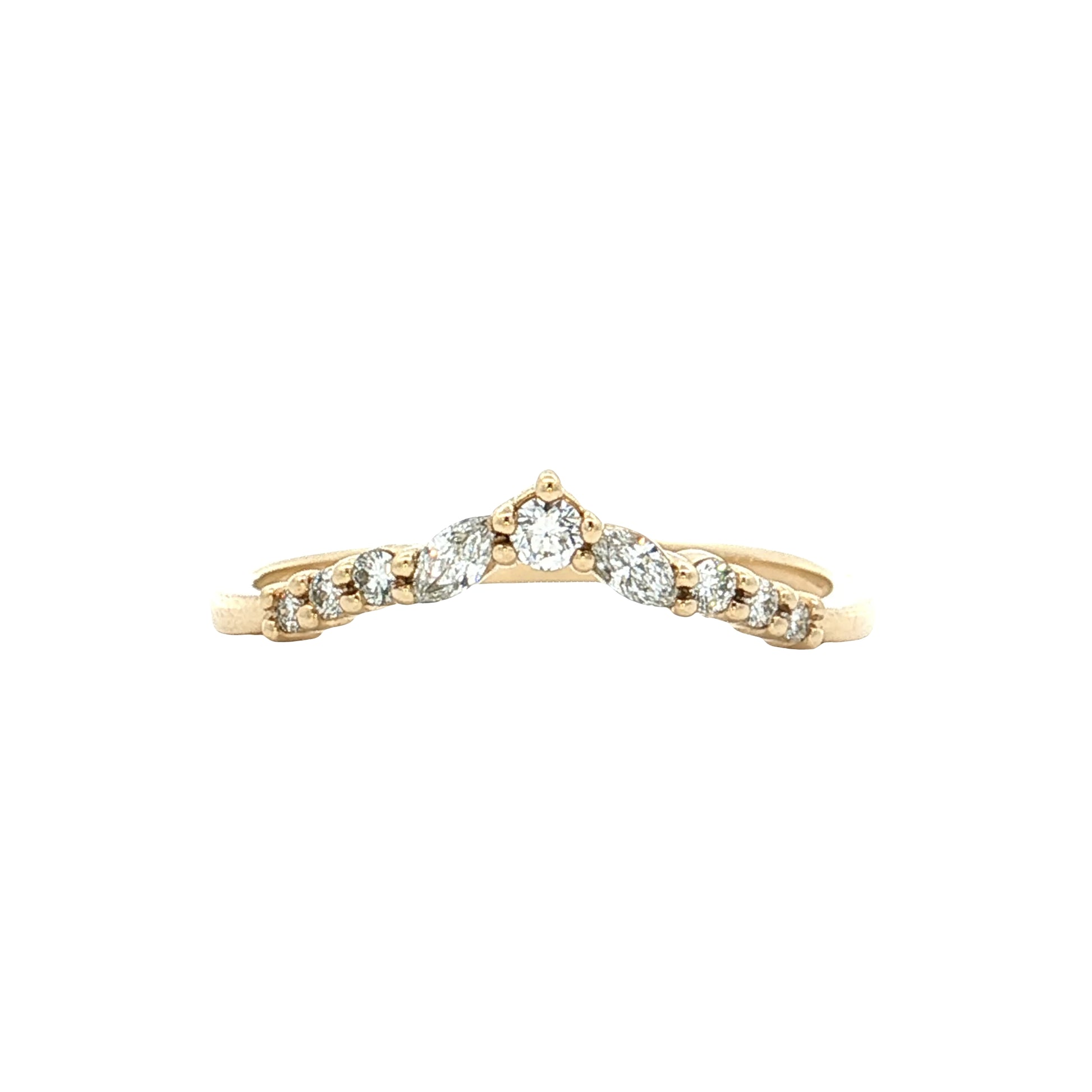 .42 Marquise & Round Diamond Contour Band 14k