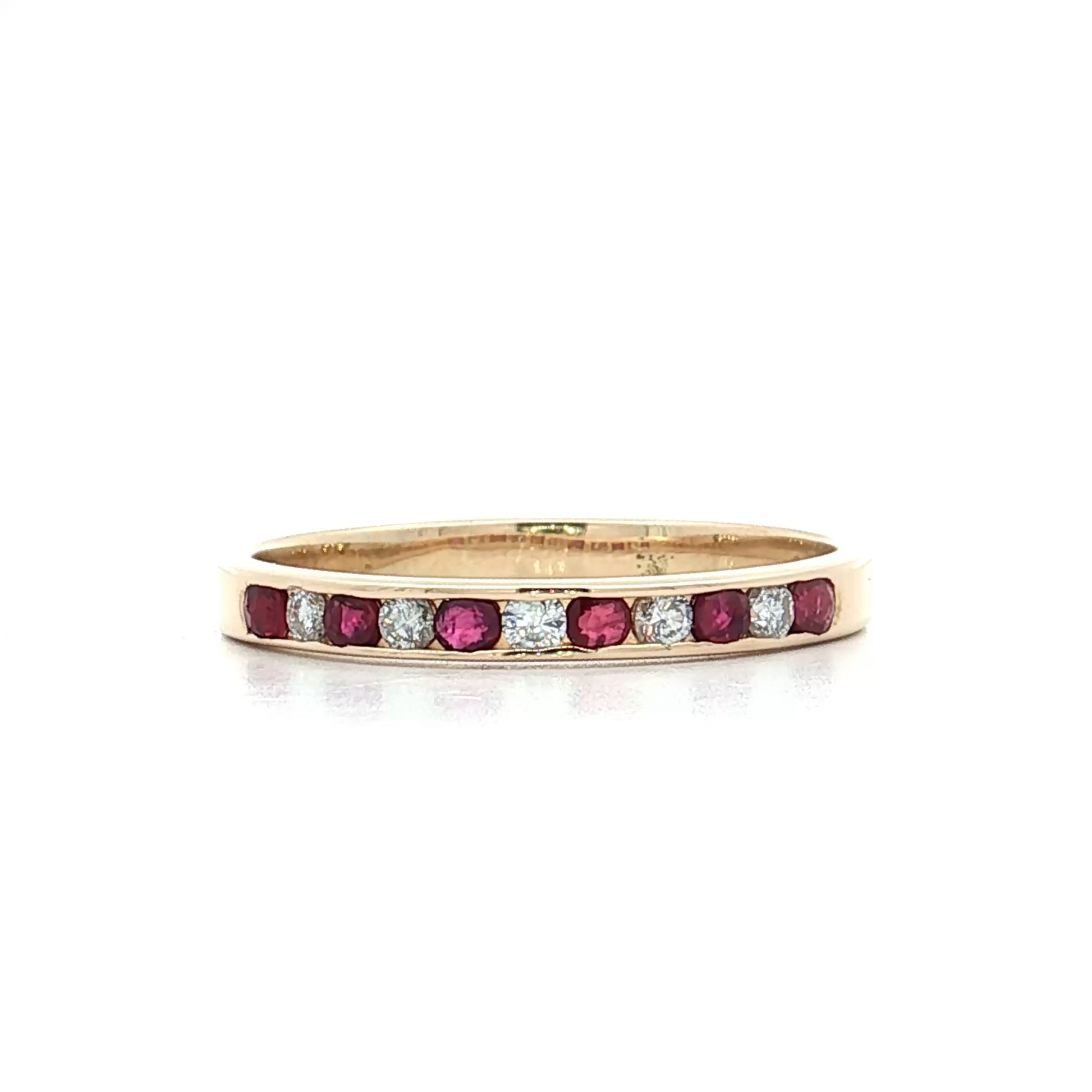 .42 Ruby & Diamond Wedding Band in 14k Yellow Gold