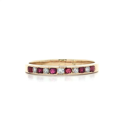 .42 Ruby & Diamond Wedding Band in 14k Yellow Gold