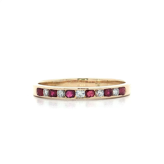 .42 Ruby & Diamond Wedding Band in 14k Yellow Gold