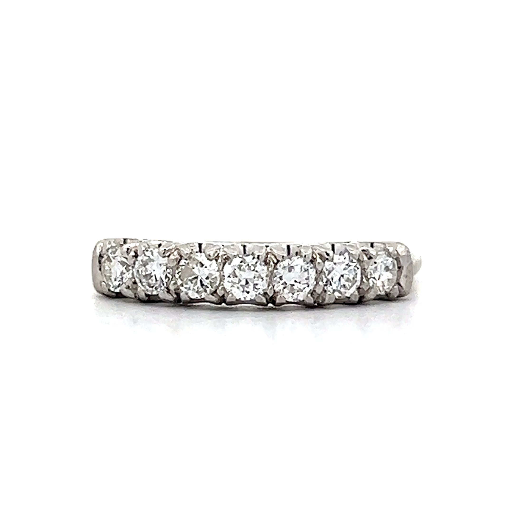 .42 Vintage Transitional Cut Diamond Wedding Band in Platinum ...