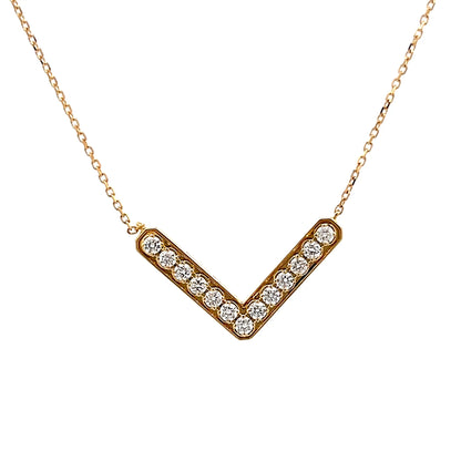 .44 V Shaped Bar Pendant Necklace in 18k Yellow Gold