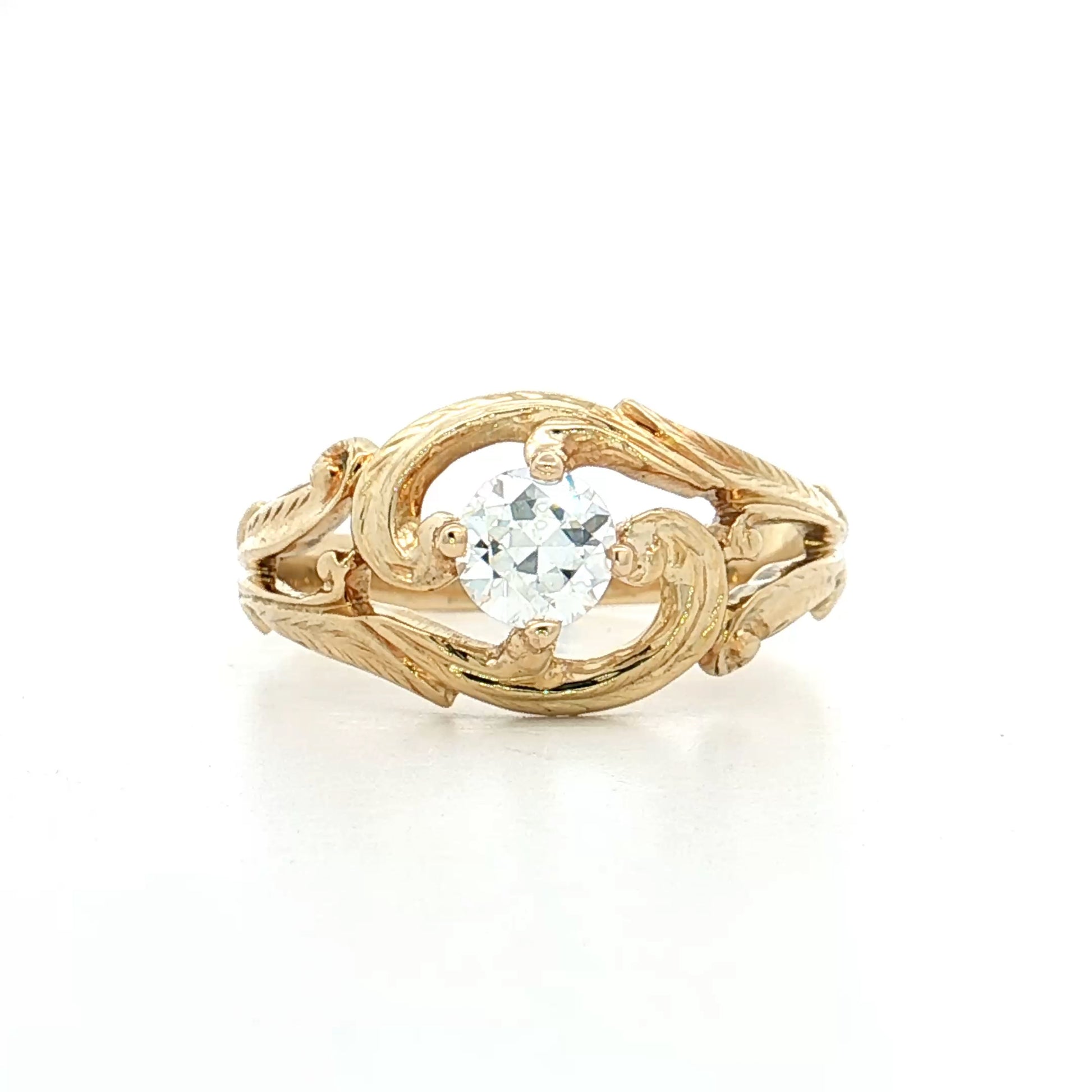 .45 Art Nouveau Diamond Engagement Ring 14k