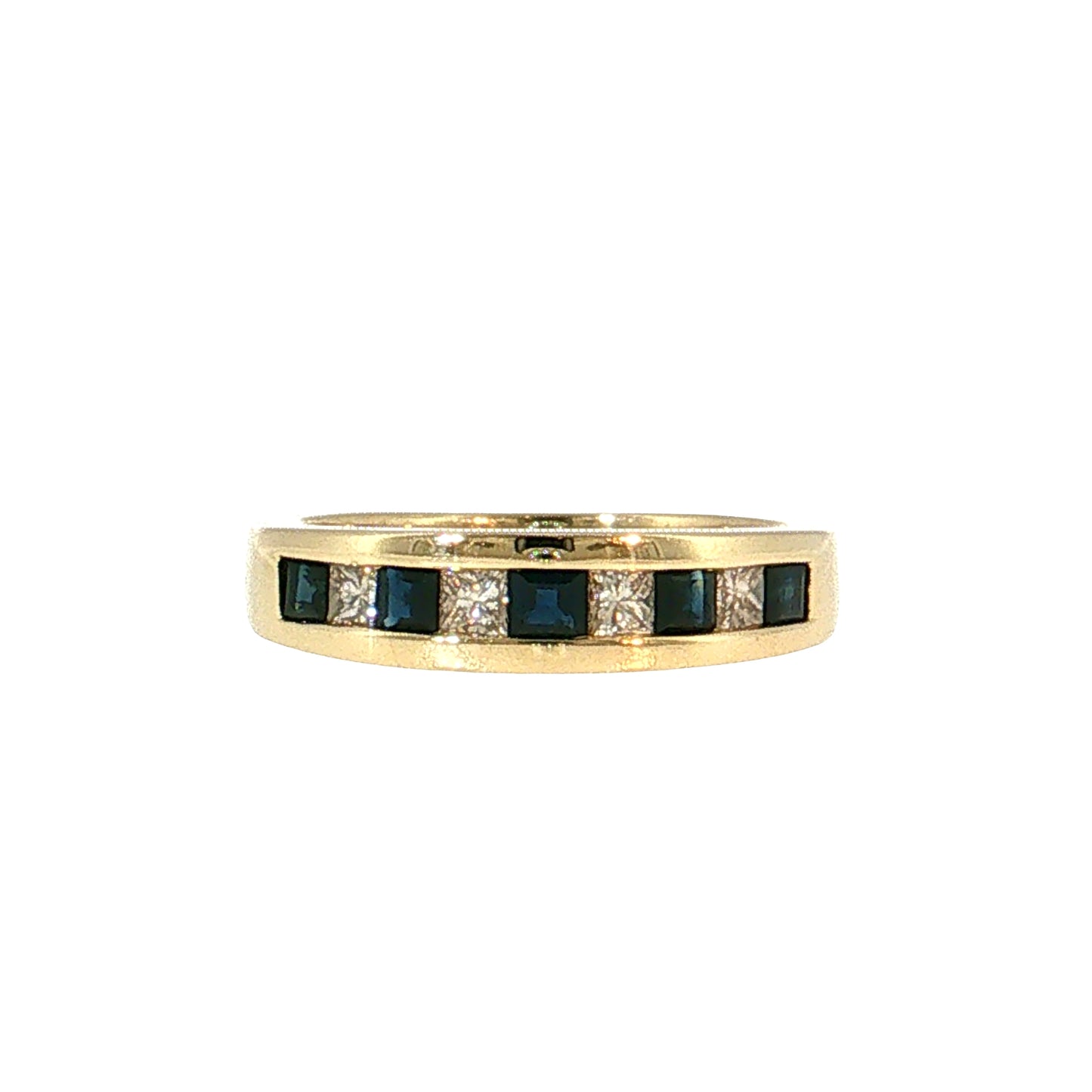 .45 Blue Sapphire & Diamond Wedding Band 14k