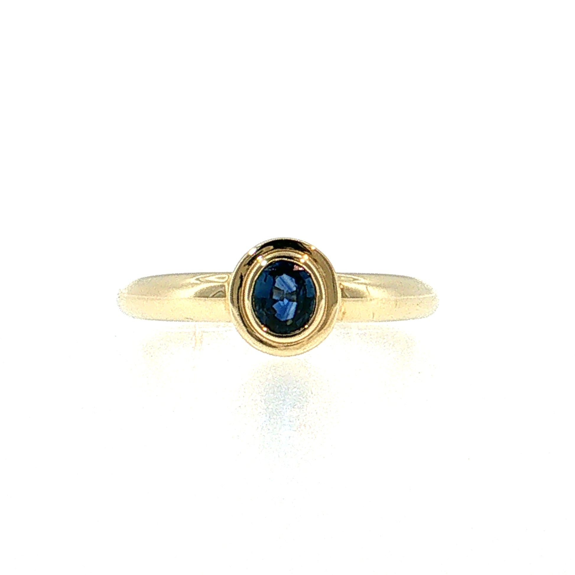 .45 Oval Blue Sapphire Solitaire Ring 14k