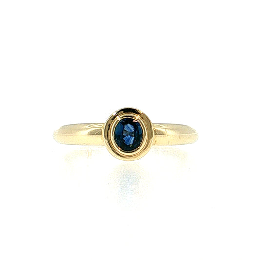 .45 Oval Blue Sapphire Solitaire Ring 14k