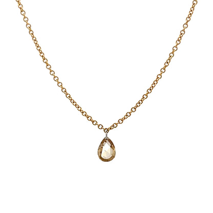 .45 Pear Rose Cut Diamond Pendant Necklace in 18k