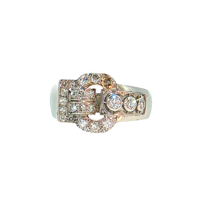 .45 Vintage Diamond Buckle Cocktail Ring Platinum